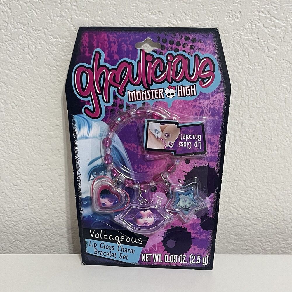 Monster High Ghoulicious Voltageous Lip Gloss Charm Bracelet Set Mattel 2015